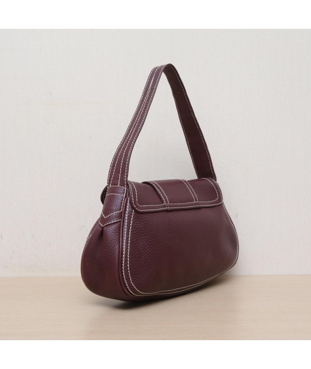 CELINE Бордовая кожаная сумка через плечо, фото 6