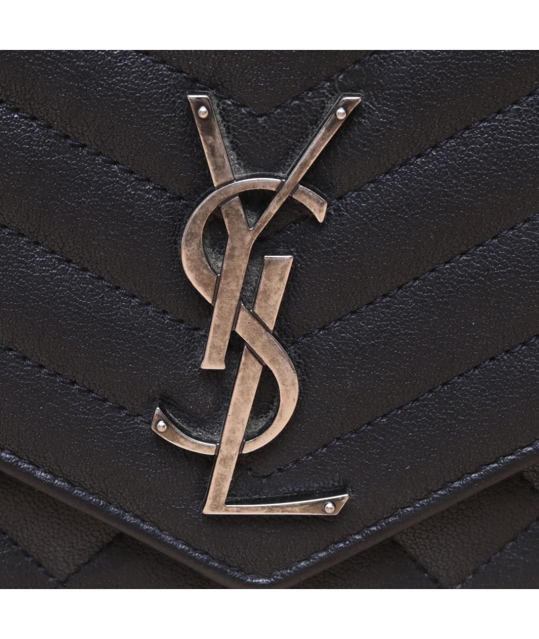 SAINT LAURENT Черная кожаная сумка через плечо, фото 8