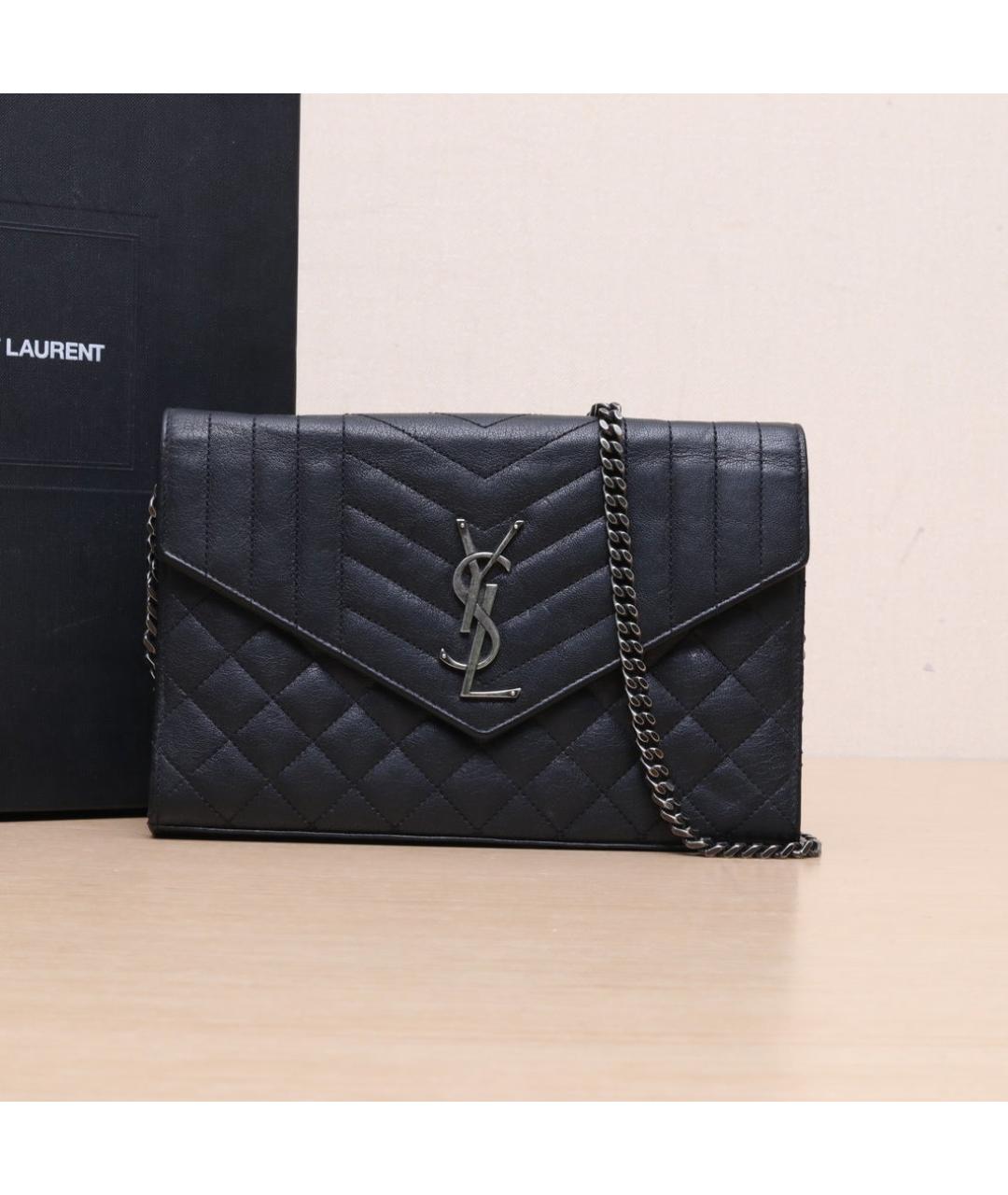 SAINT LAURENT Черная кожаная сумка через плечо, фото 2