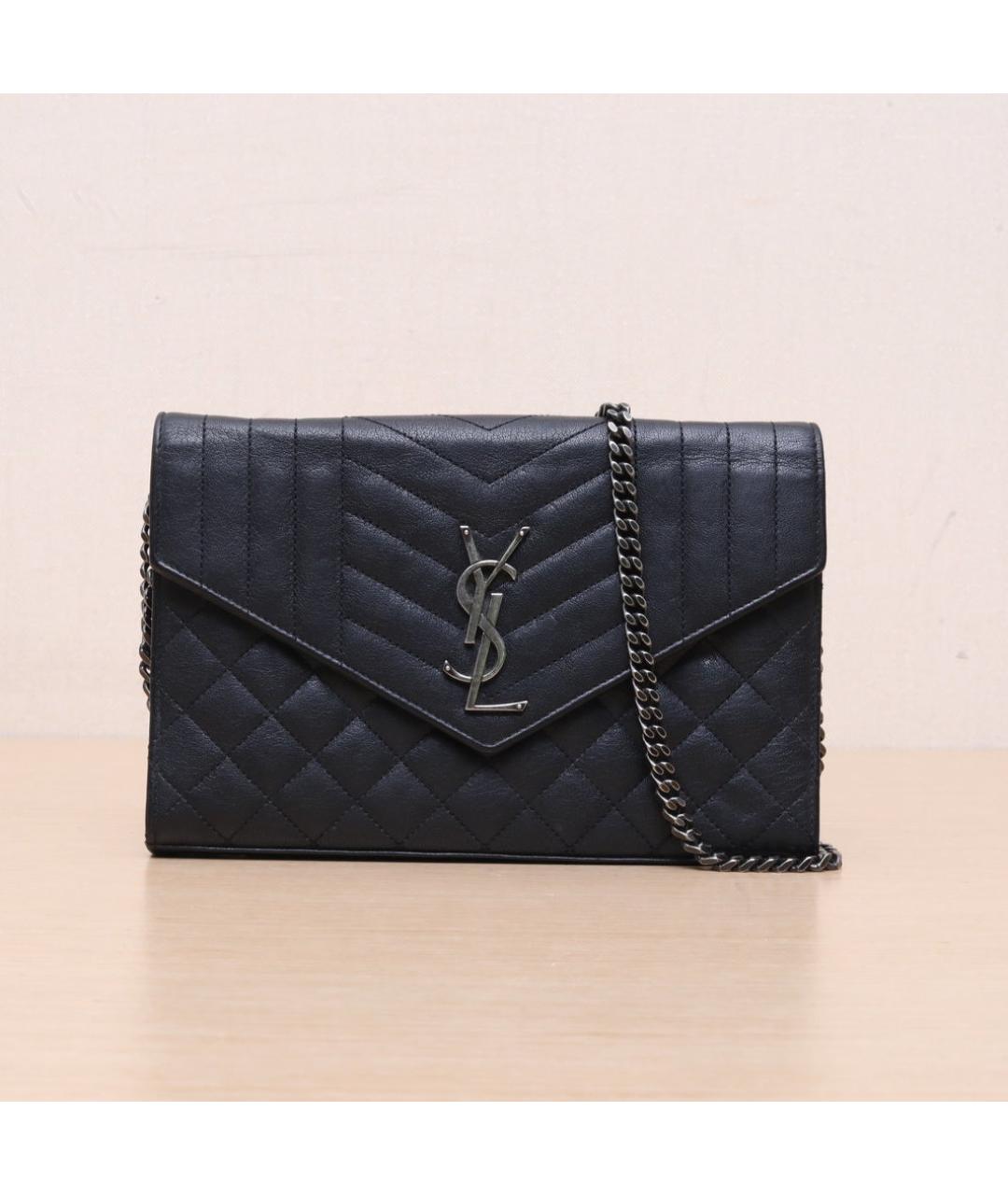 SAINT LAURENT Черная кожаная сумка через плечо, фото 3