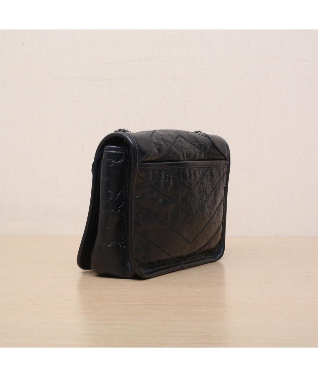 SAINT LAURENT Черная кожаная сумка через плечо, фото 6