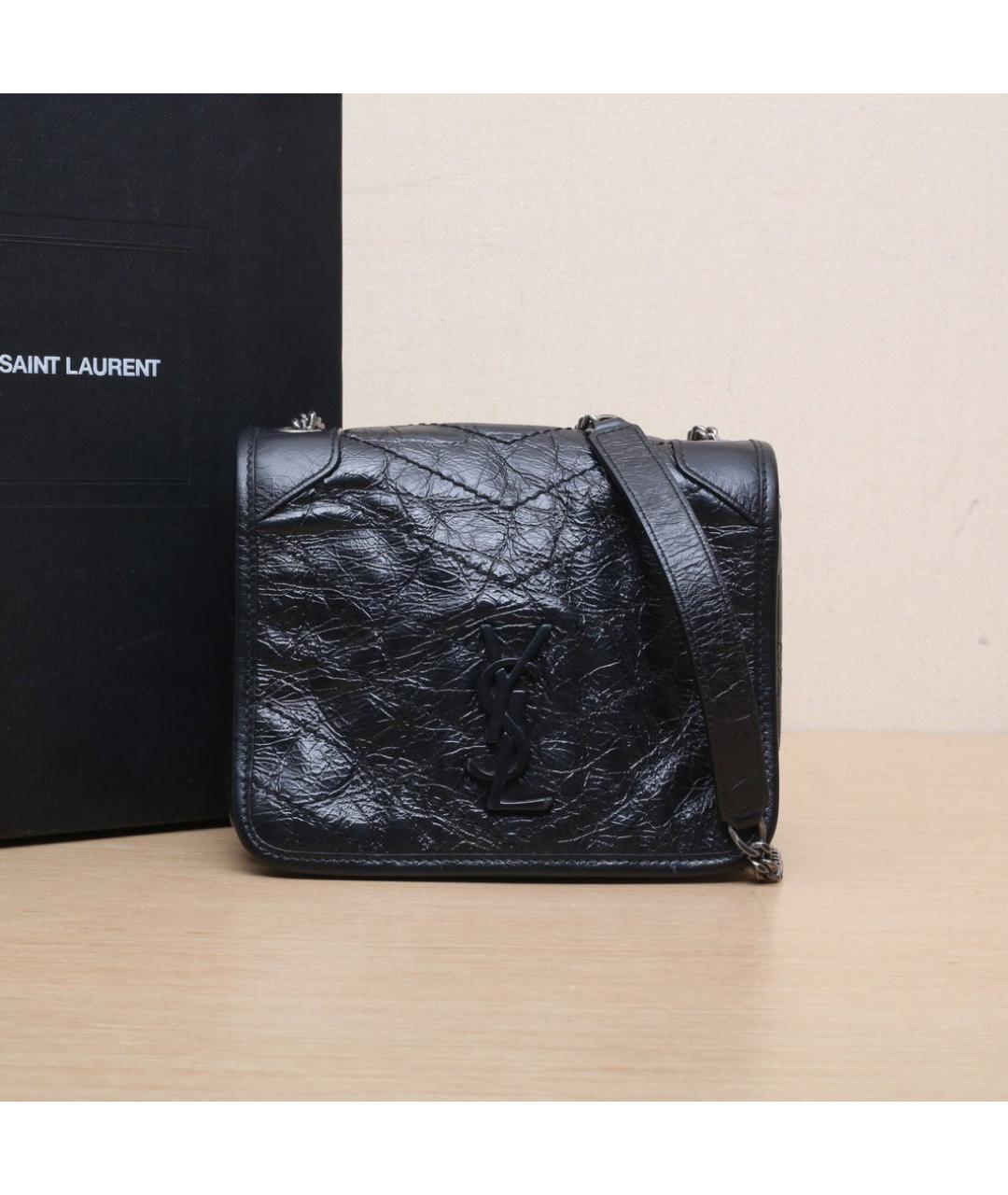 SAINT LAURENT Черная кожаная сумка через плечо, фото 2