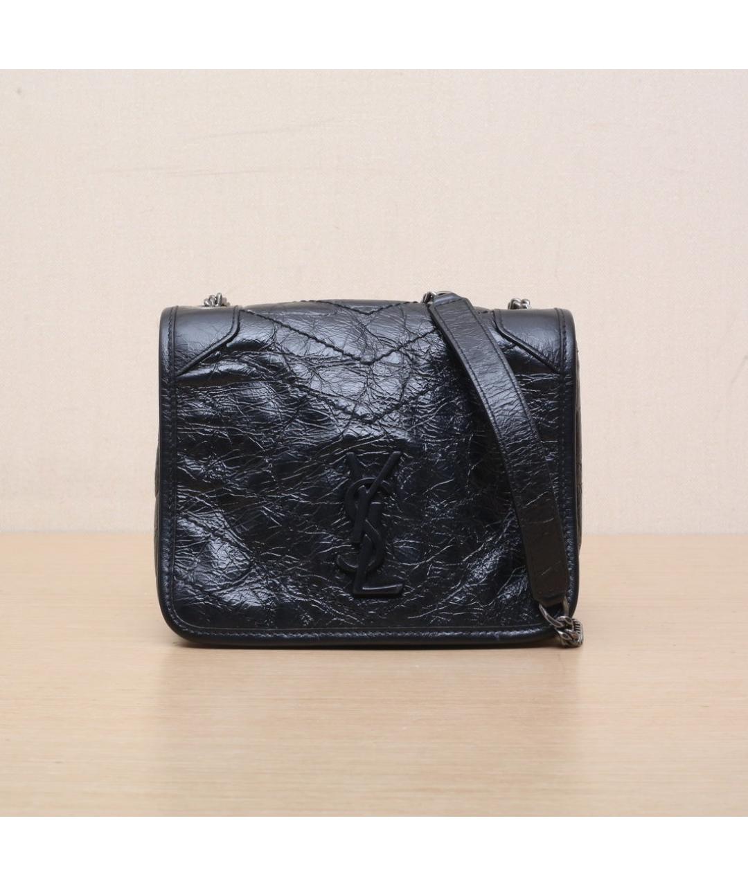SAINT LAURENT Черная кожаная сумка через плечо, фото 3