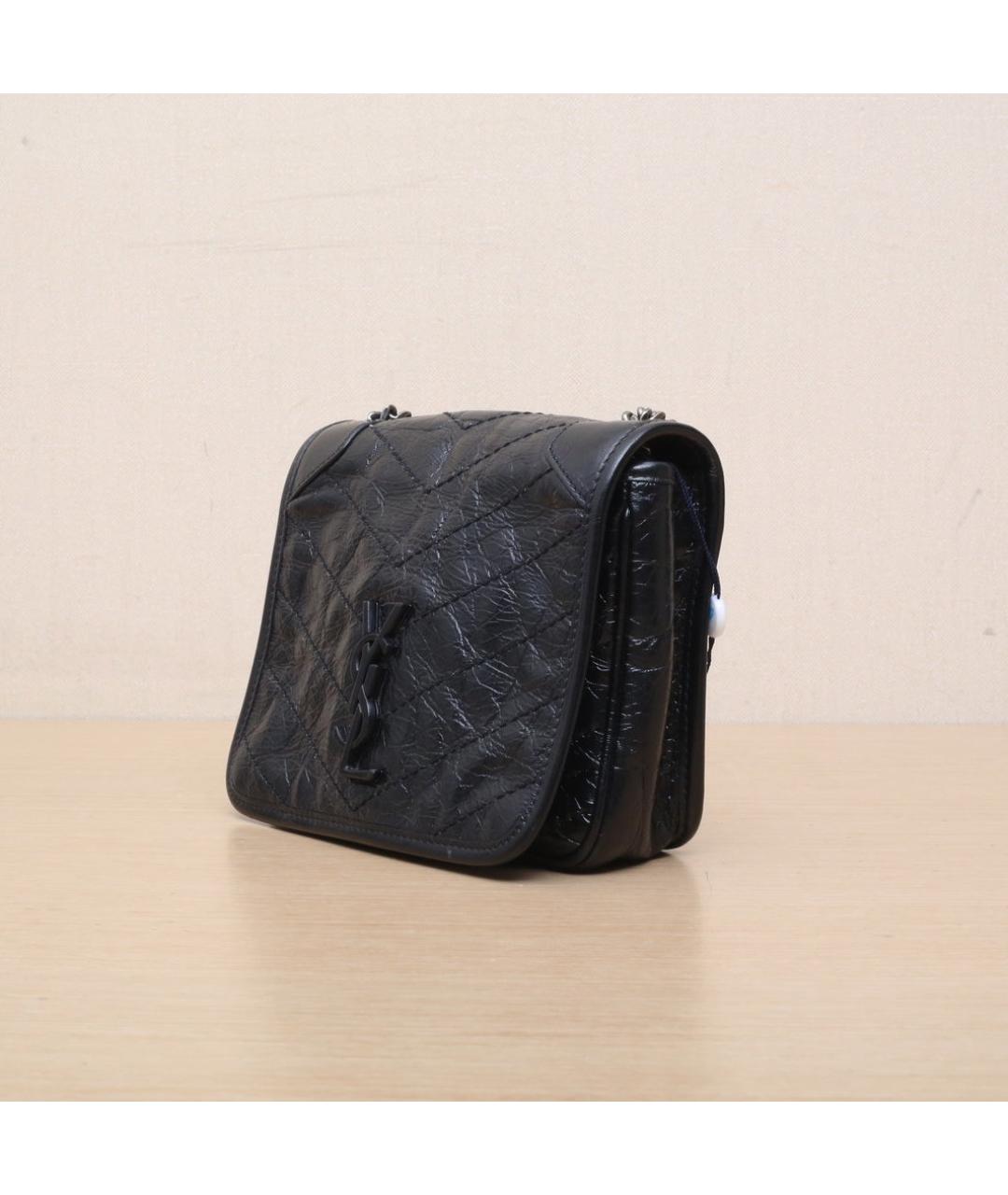 SAINT LAURENT Черная кожаная сумка через плечо, фото 4