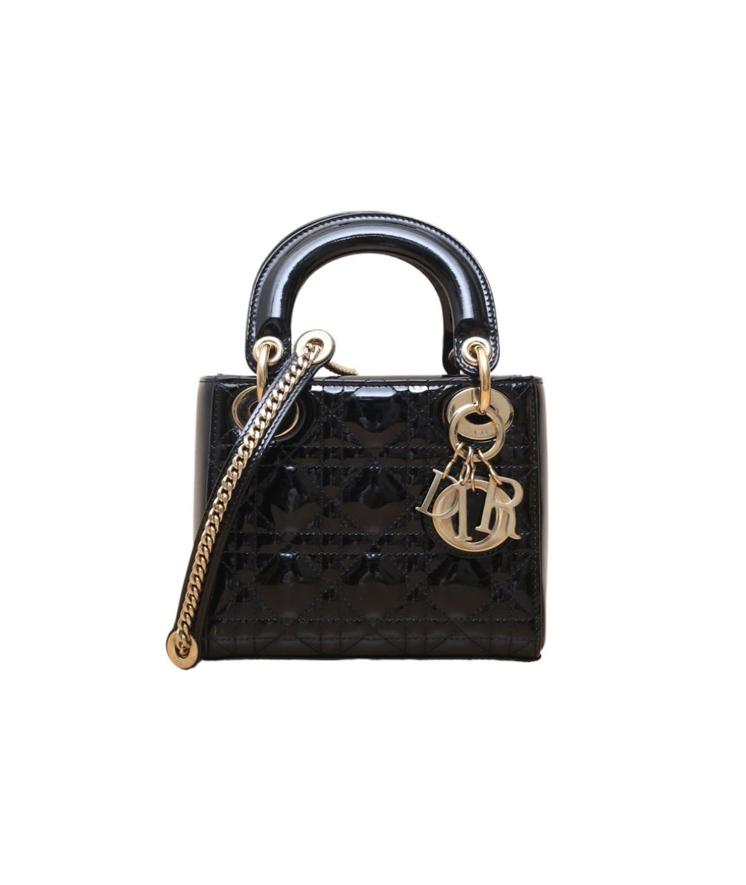CHRISTIAN DIOR Черная сумка через плечо из лакированной кожи, фото 1