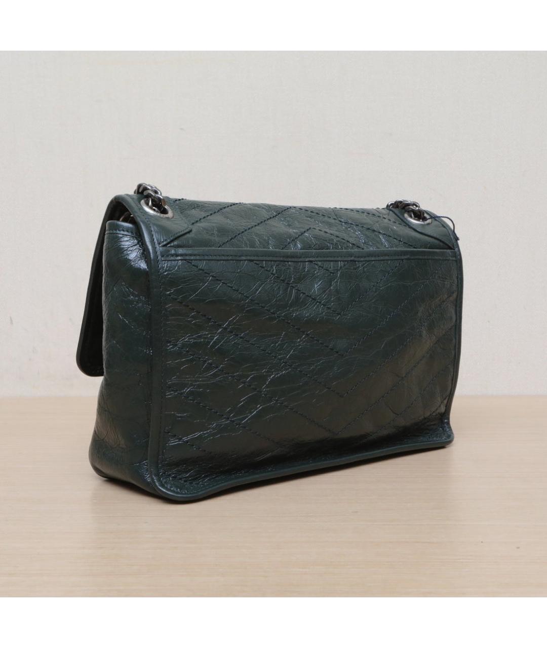 SAINT LAURENT Зеленая кожаная сумка через плечо, фото 6