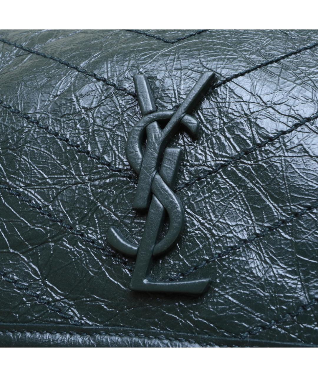 SAINT LAURENT Зеленая кожаная сумка через плечо, фото 8