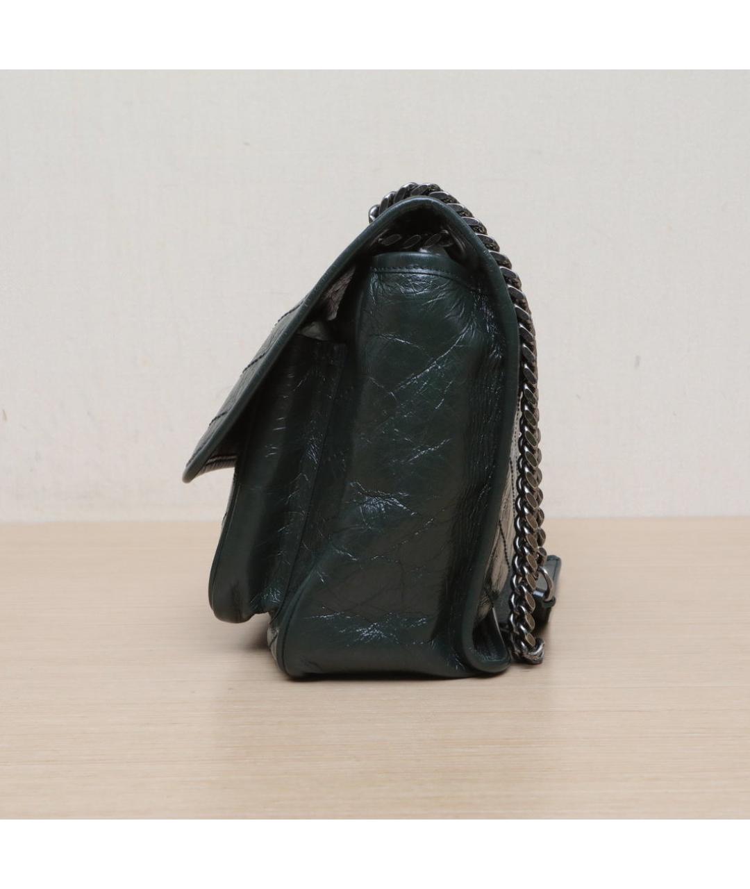 SAINT LAURENT Зеленая кожаная сумка через плечо, фото 5