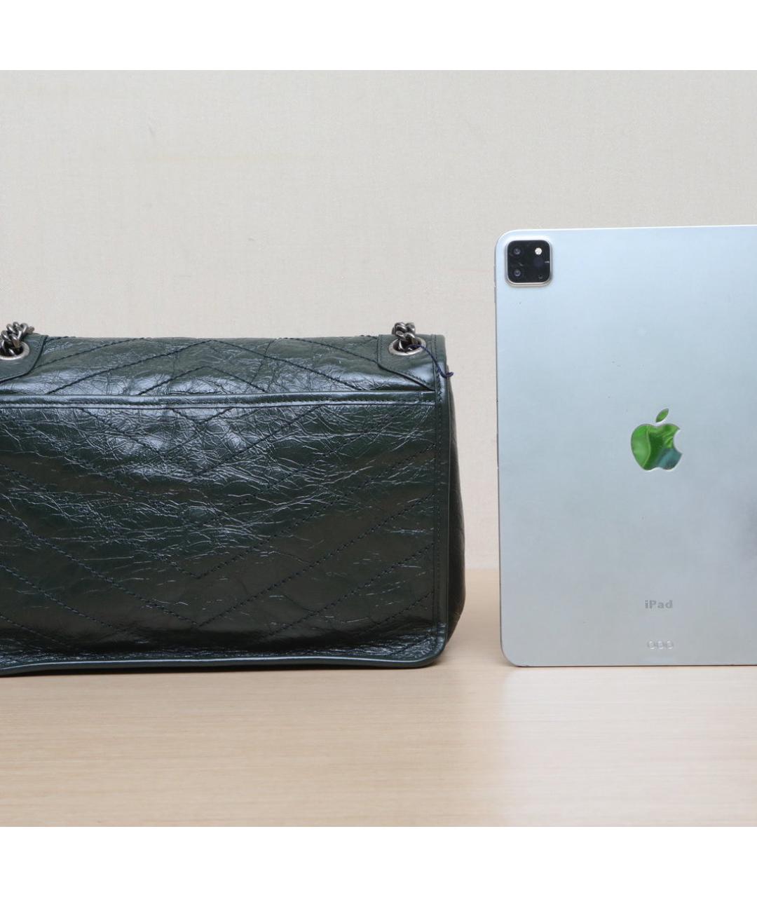 SAINT LAURENT Зеленая кожаная сумка через плечо, фото 7