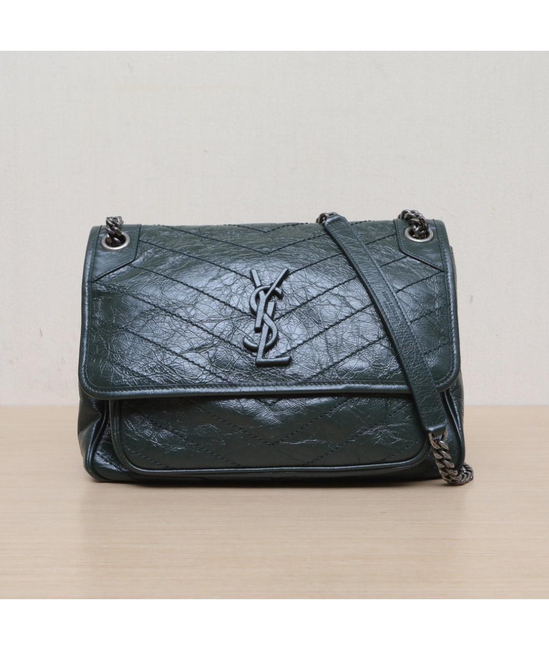 SAINT LAURENT Зеленая кожаная сумка через плечо, фото 3