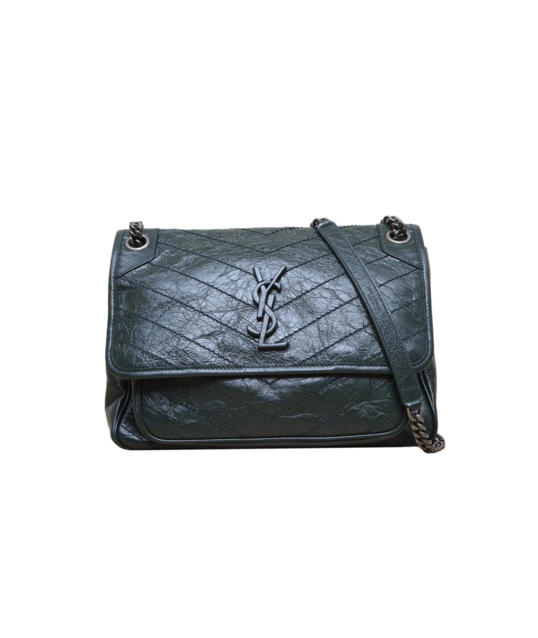 SAINT LAURENT Зеленая кожаная сумка через плечо, фото 1