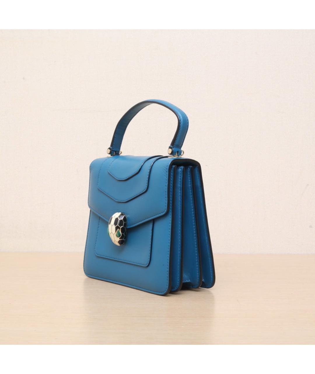 BVLGARI Синяя кожаная сумка через плечо, фото 4