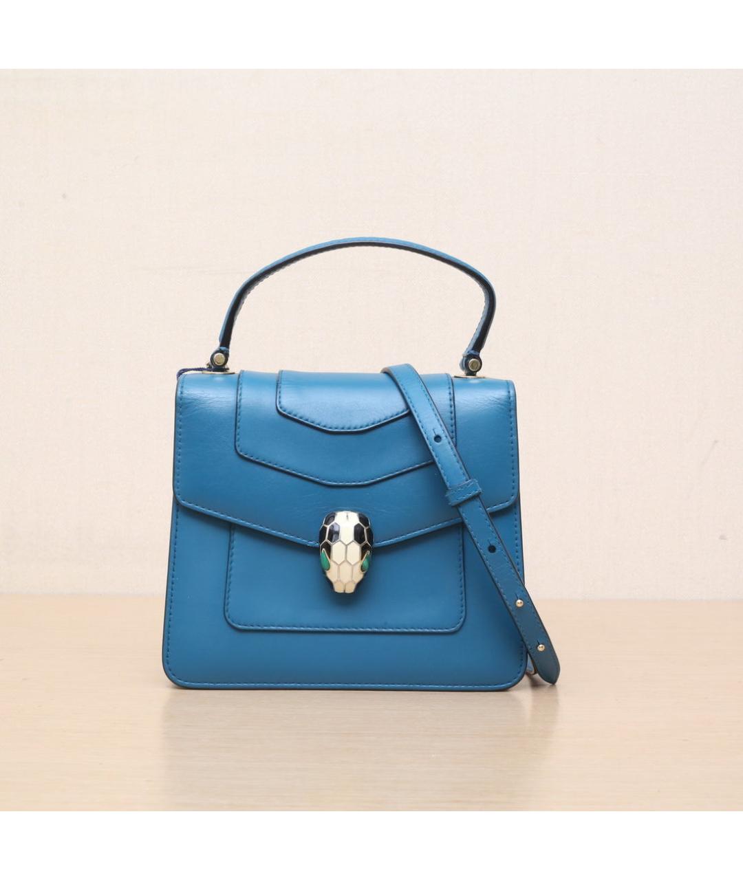 BVLGARI Синяя кожаная сумка через плечо, фото 2