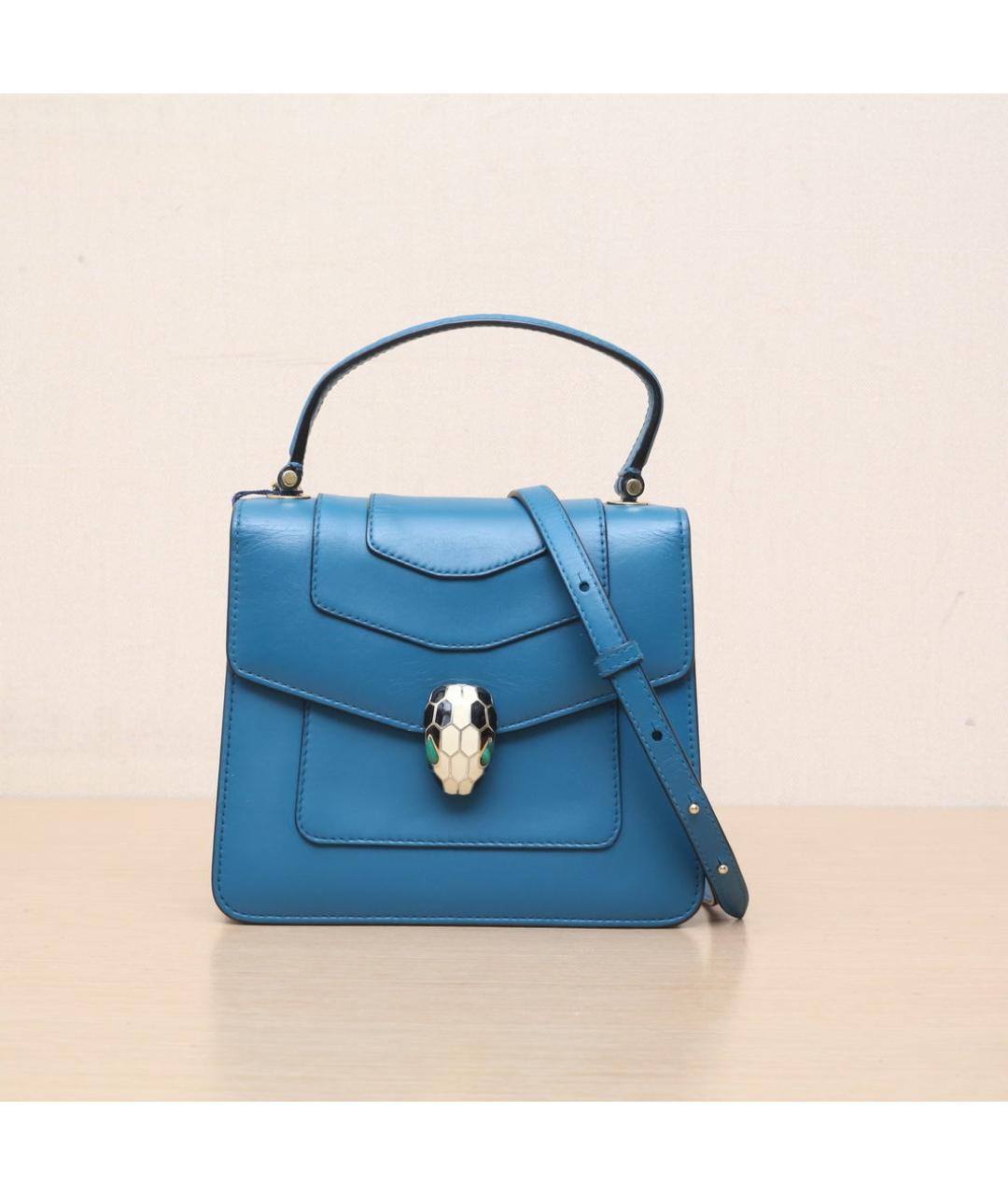 BVLGARI Синяя кожаная сумка через плечо, фото 3