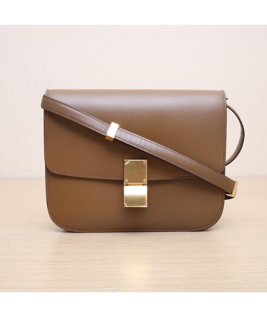 CELINE Коричневая кожаная сумка через плечо, фото 3