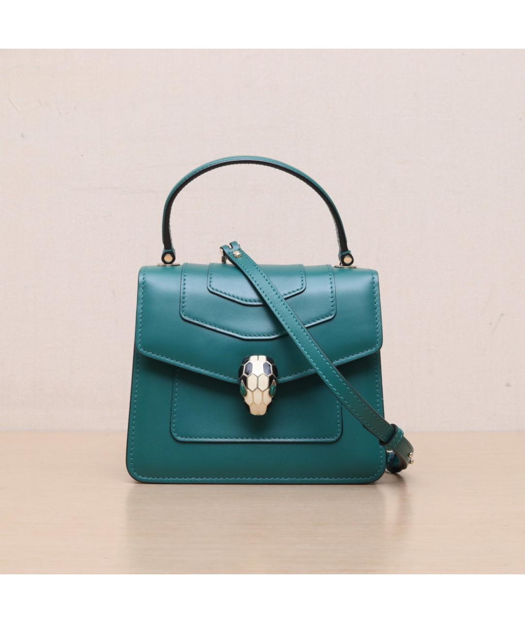 BVLGARI Зеленая кожаная сумка через плечо, фото 3