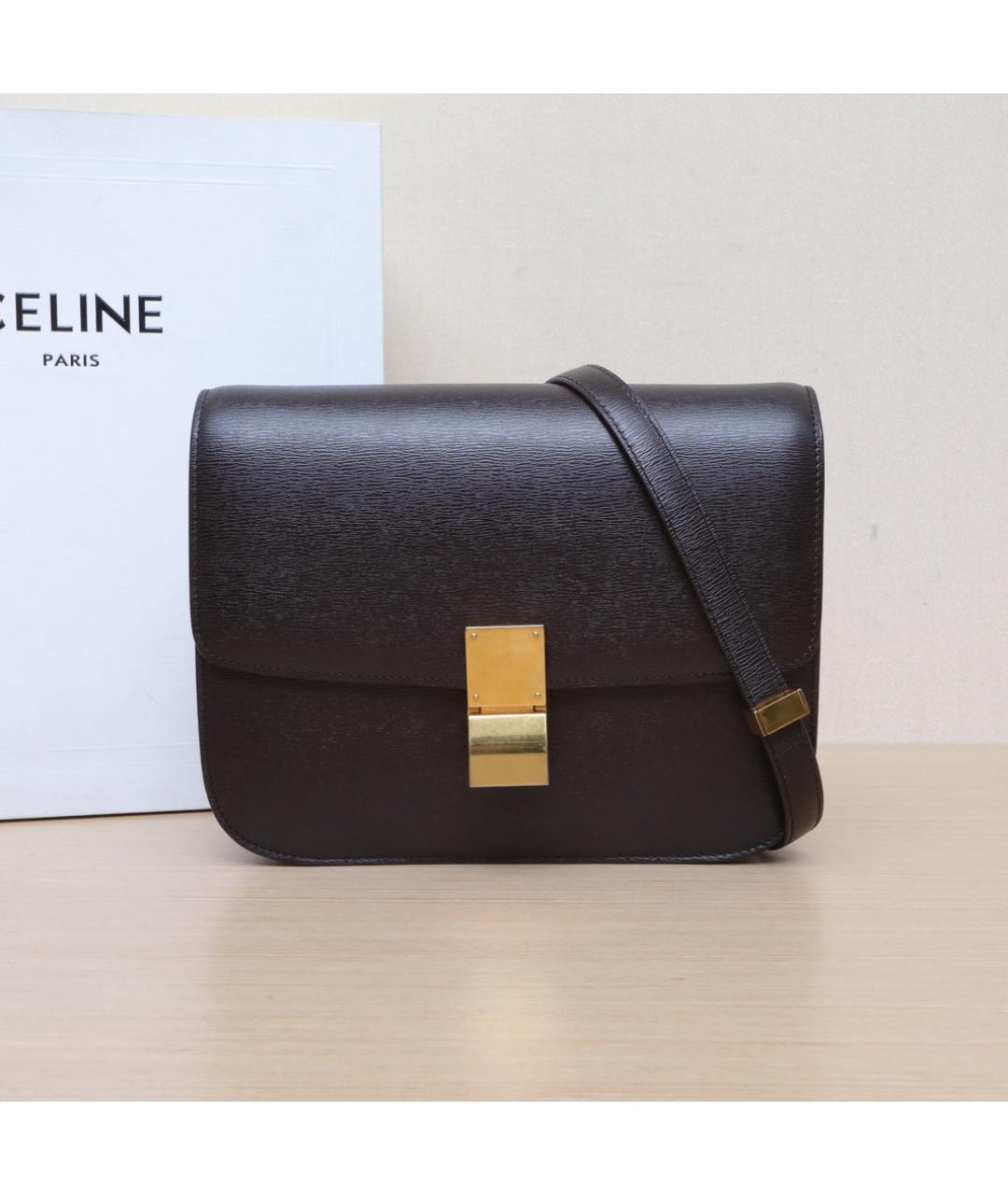 CELINE Коричневая кожаная сумка через плечо, фото 2