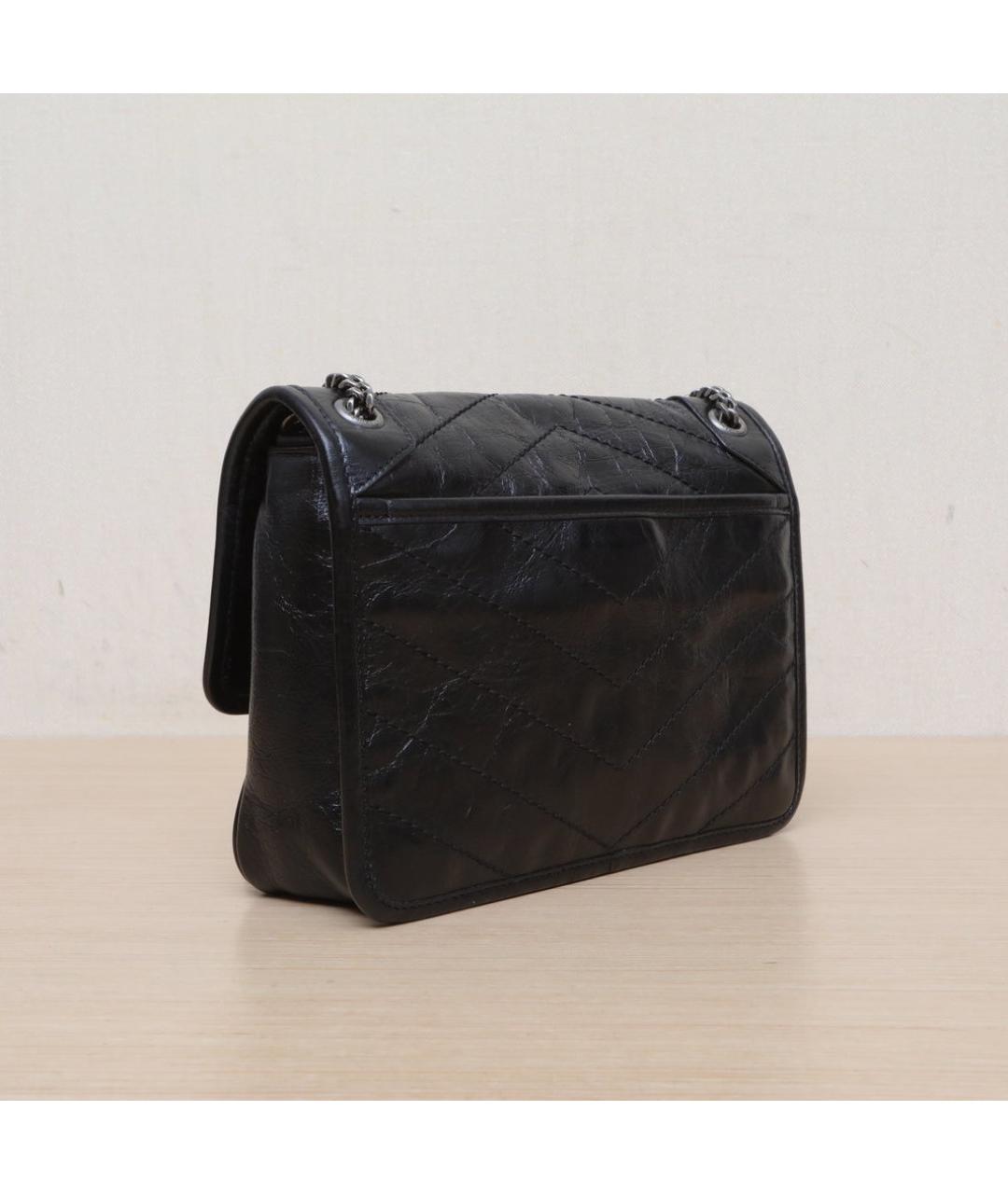 SAINT LAURENT Черная кожаная сумка через плечо, фото 6