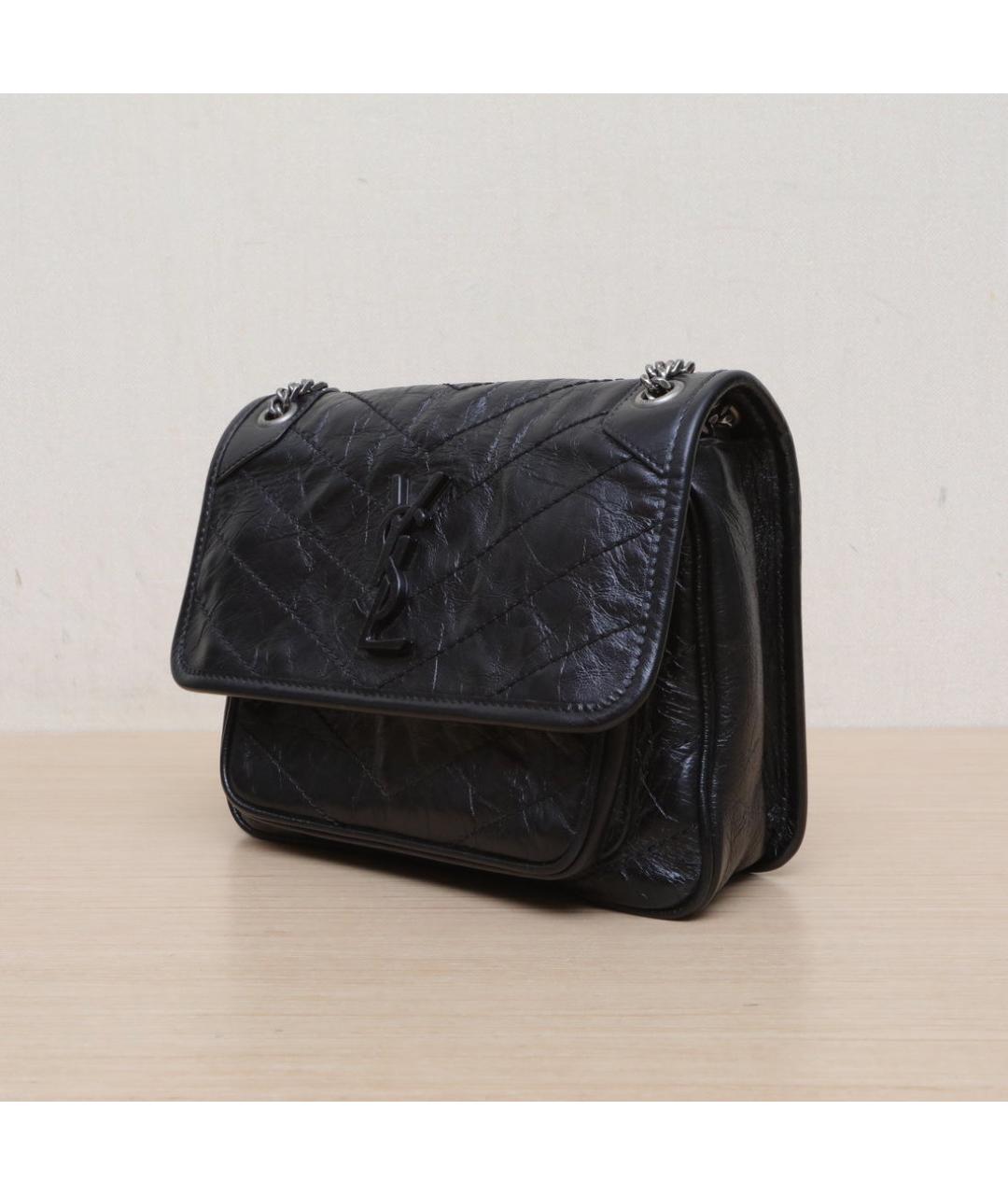 SAINT LAURENT Черная кожаная сумка через плечо, фото 4