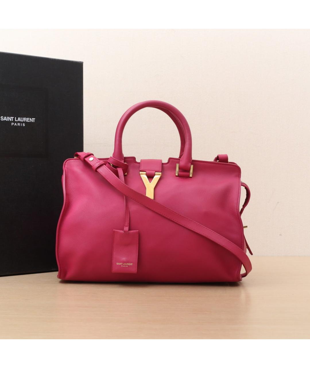 SAINT LAURENT Розовая кожаная сумка через плечо, фото 2