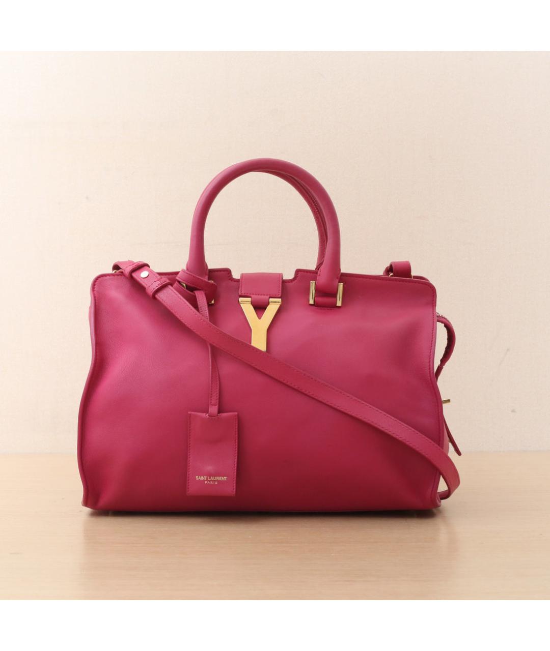 SAINT LAURENT Розовая кожаная сумка через плечо, фото 3