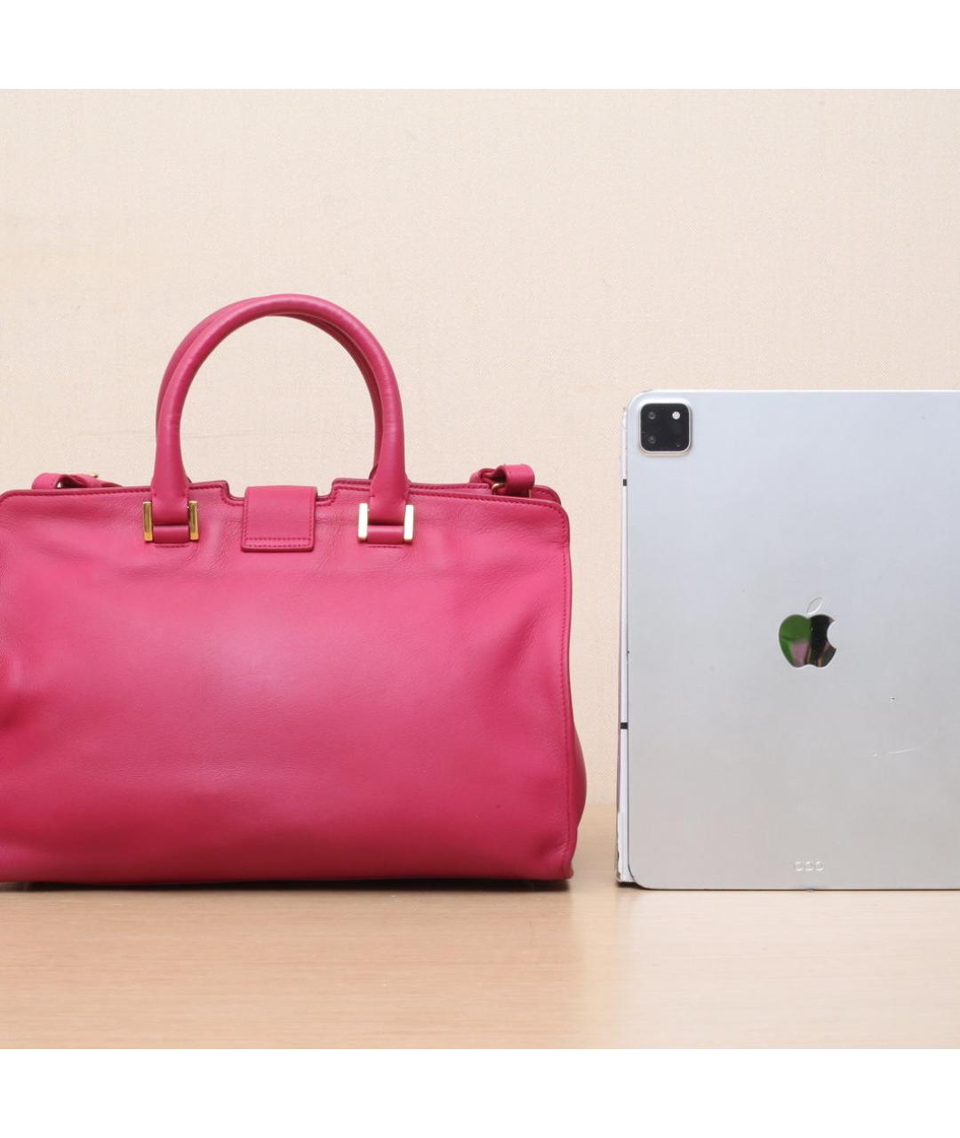 SAINT LAURENT Розовая кожаная сумка через плечо, фото 7