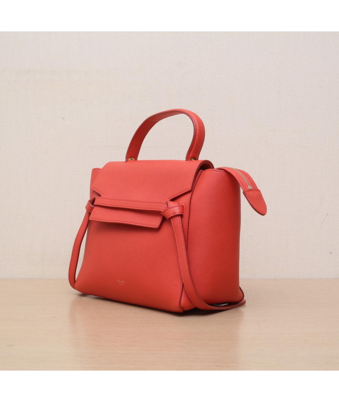 CELINE Красная кожаная сумка через плечо, фото 4