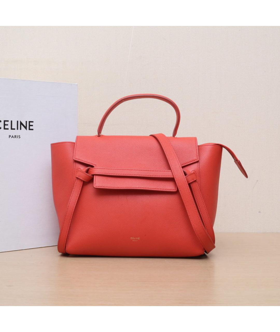 CELINE Красная кожаная сумка через плечо, фото 2