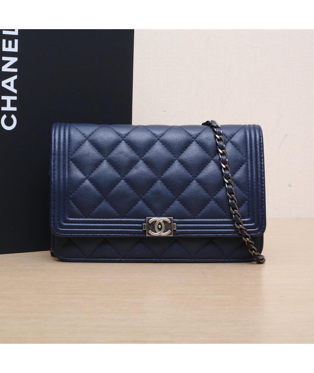 CHANEL Синяя кожаная сумка через плечо, фото 2