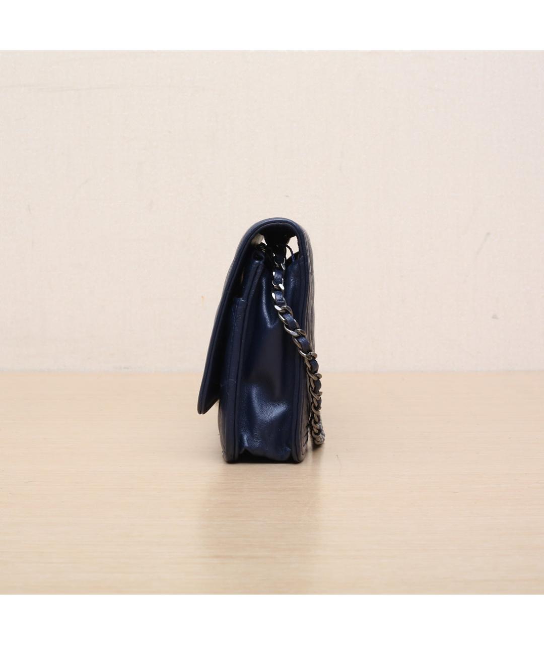 CHANEL Синяя кожаная сумка через плечо, фото 5