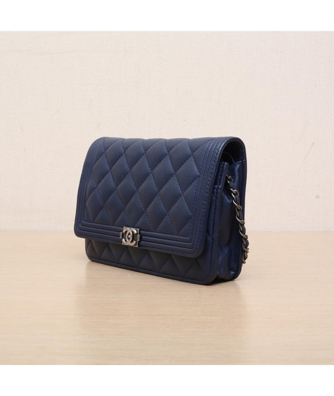 CHANEL Синяя кожаная сумка через плечо, фото 4