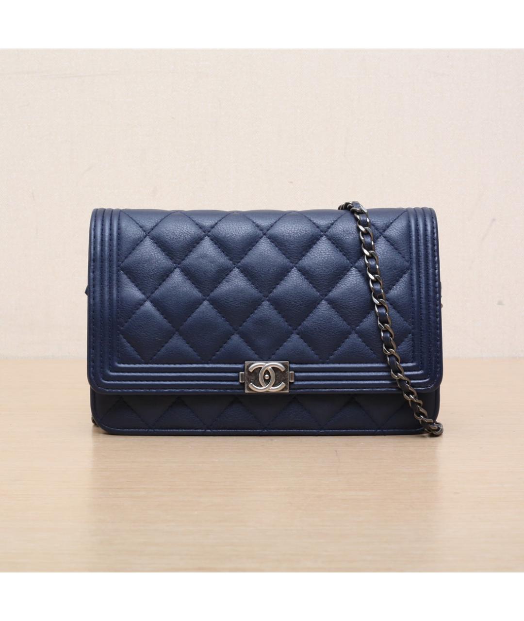 CHANEL Синяя кожаная сумка через плечо, фото 3