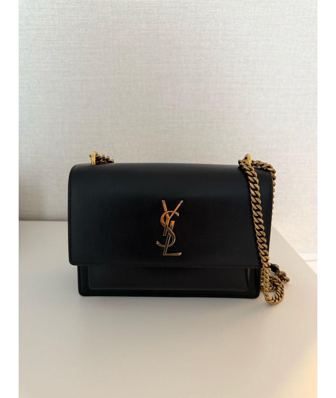 SAINT LAURENT Черная кожаная сумка через плечо, фото 8