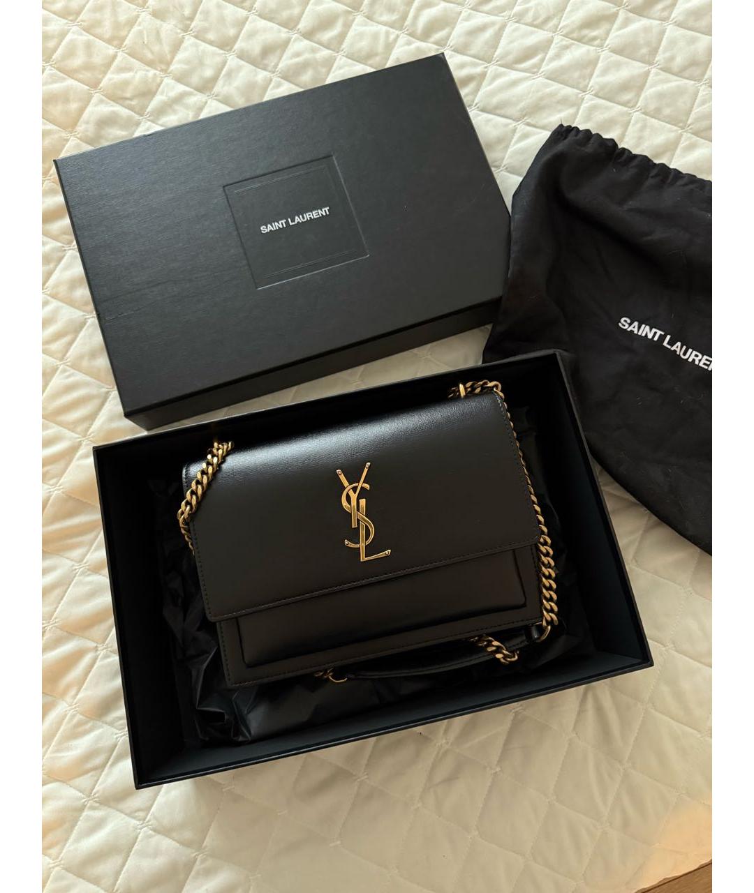 SAINT LAURENT Черная кожаная сумка через плечо, фото 2