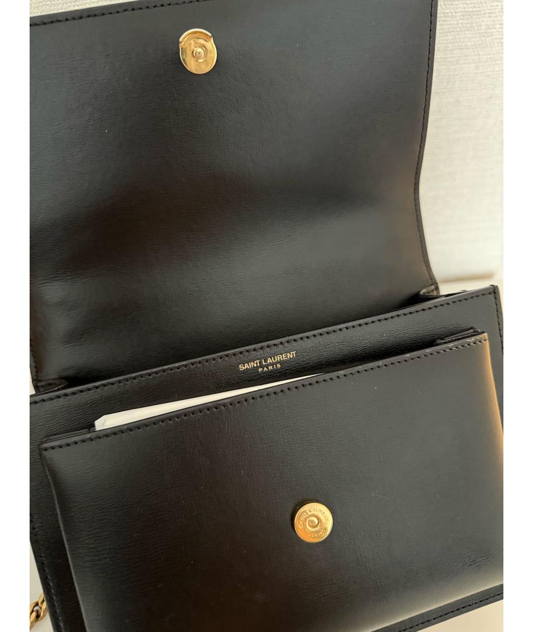 SAINT LAURENT Черная кожаная сумка через плечо, фото 3