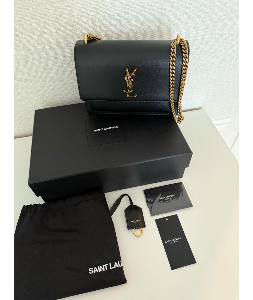 SAINT LAURENT Черная кожаная сумка через плечо, фото 7