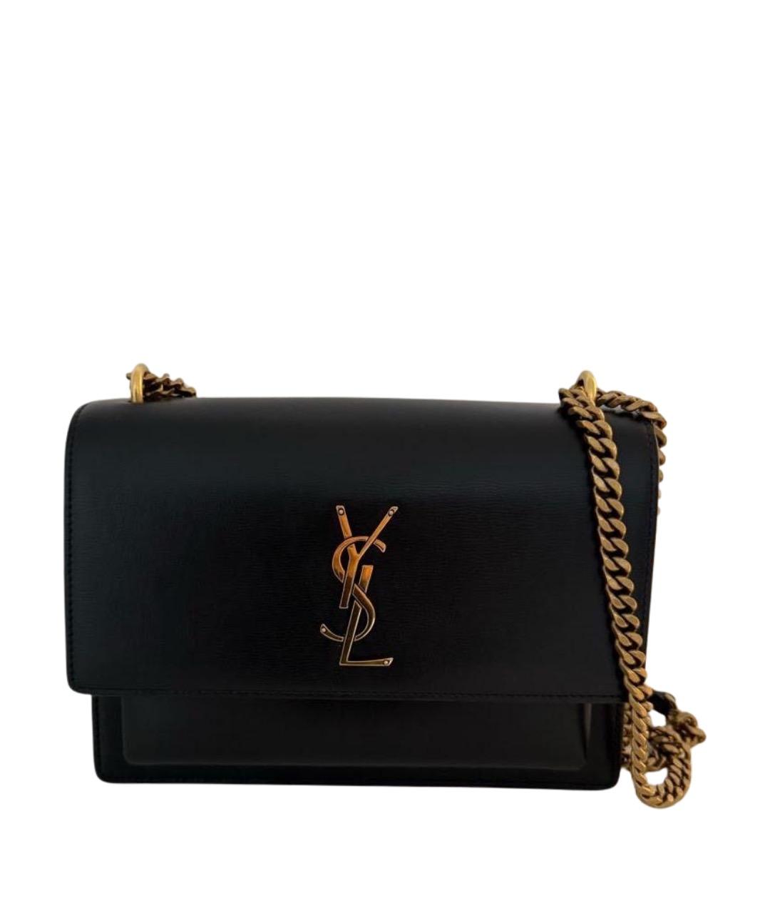 SAINT LAURENT Черная кожаная сумка через плечо, фото 1