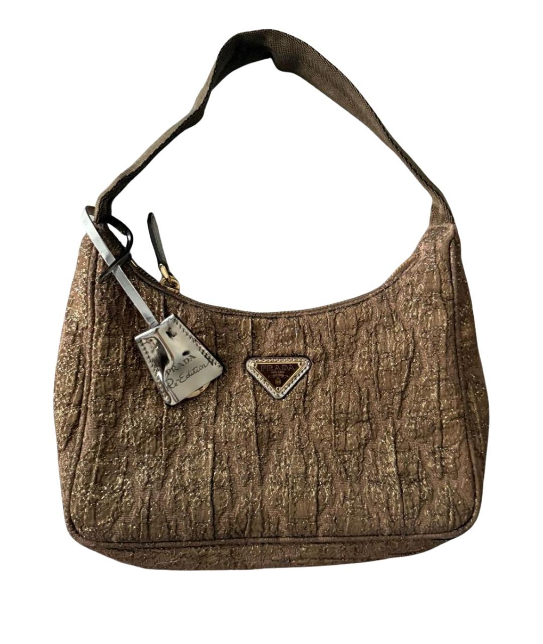 PRADA Золотая тканевая сумка с короткими ручками, фото 1