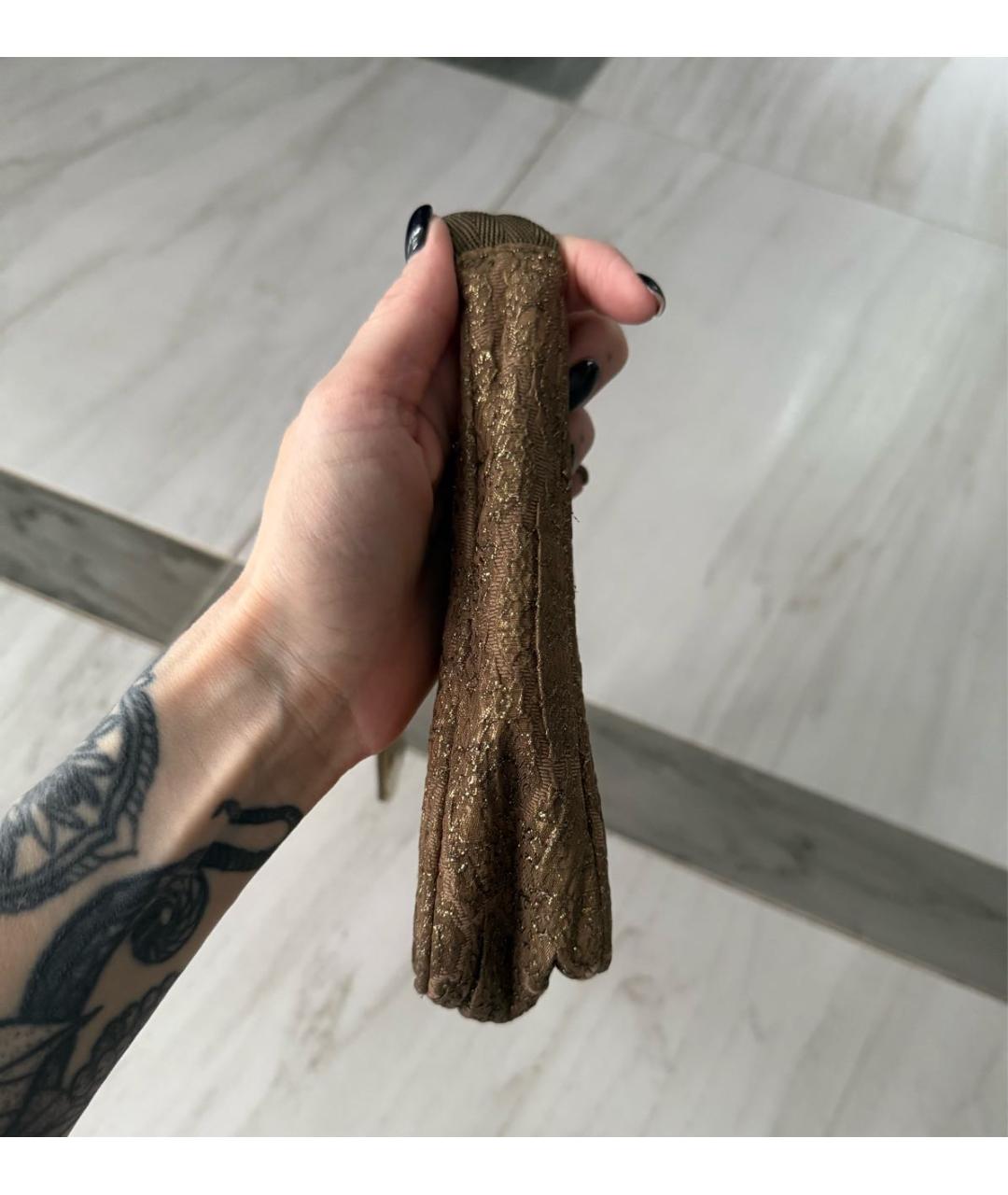 PRADA Золотая тканевая сумка с короткими ручками, фото 2