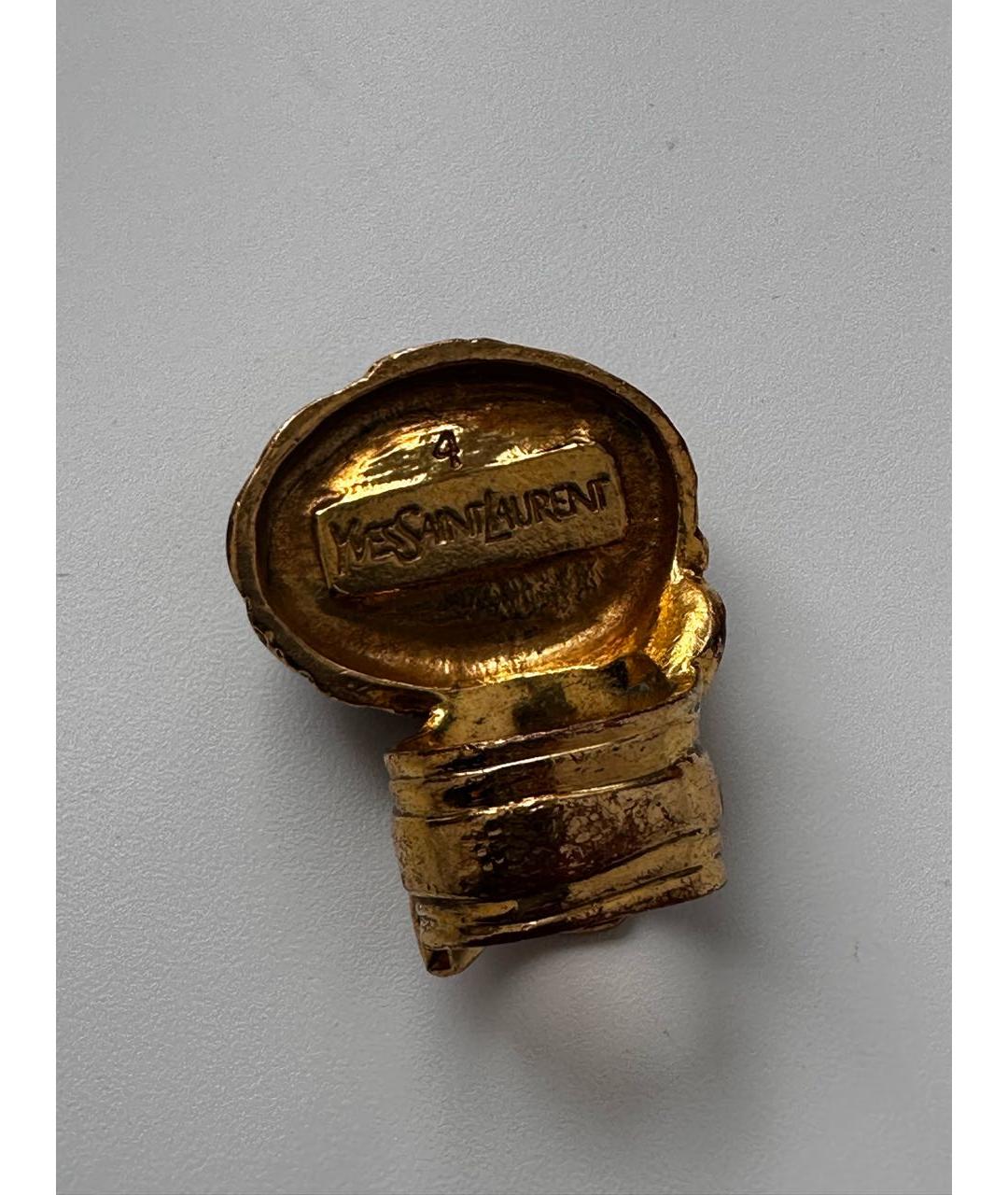 SAINT LAURENT Черное позолоченное кольцо, фото 3