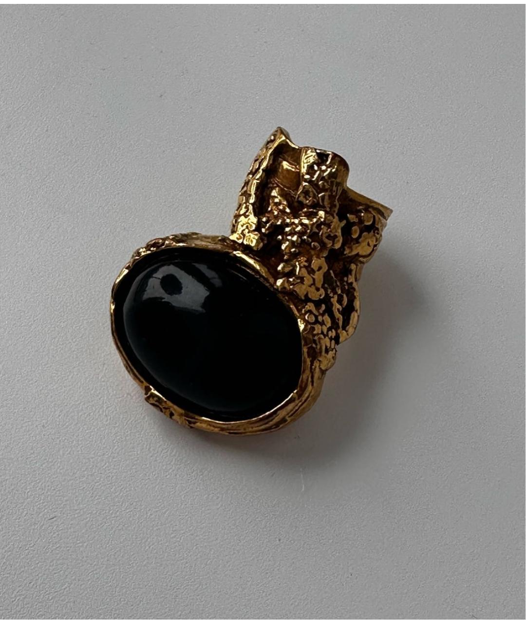 SAINT LAURENT Черное позолоченное кольцо, фото 2