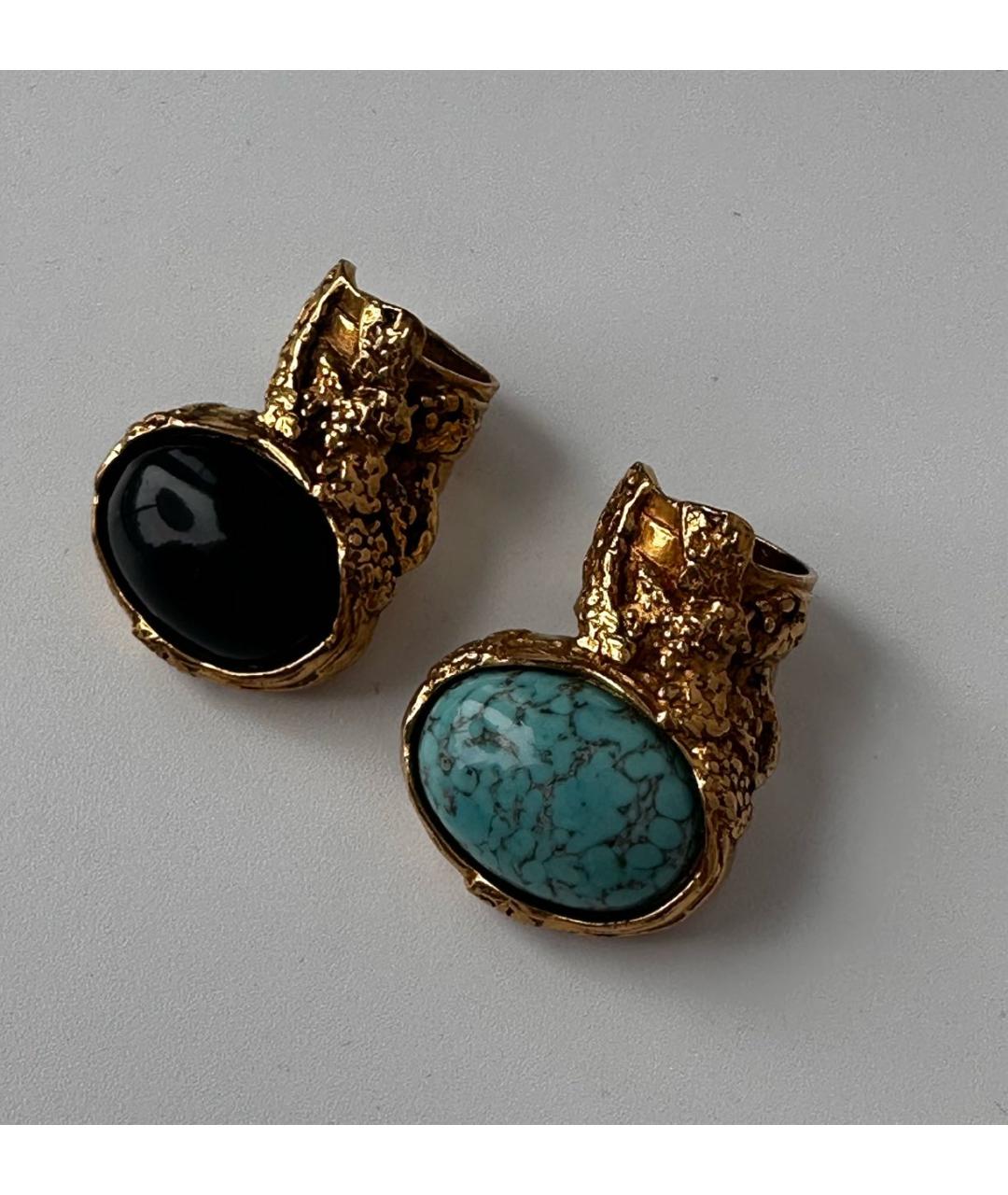 SAINT LAURENT Черное позолоченное кольцо, фото 4