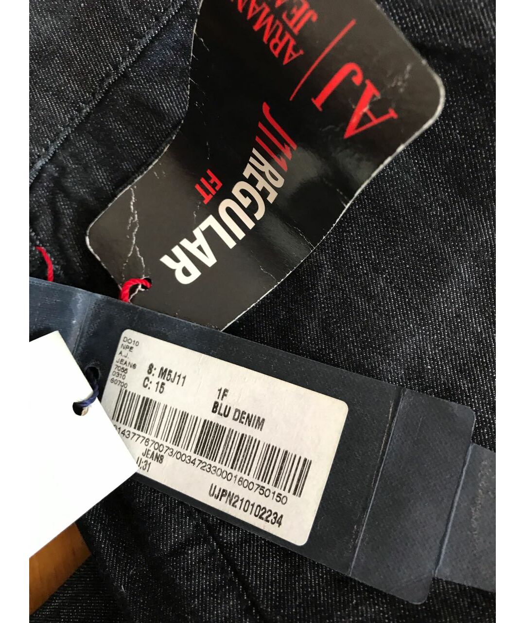 ARMANI JEANS Темно-синие хлопко-эластановые прямые джинсы, фото 8