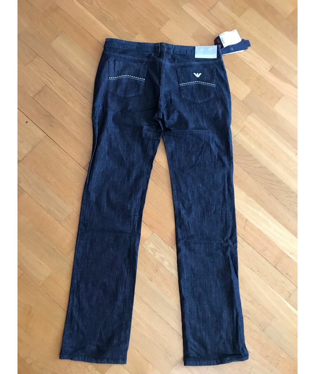 ARMANI JEANS Темно-синие хлопко-эластановые прямые джинсы, фото 3
