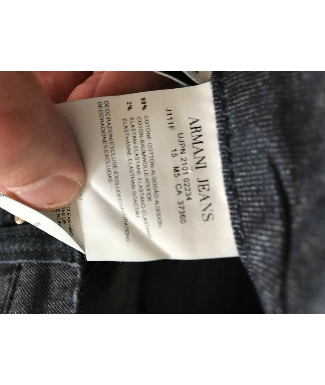 ARMANI JEANS Темно-синие хлопко-эластановые прямые джинсы, фото 7