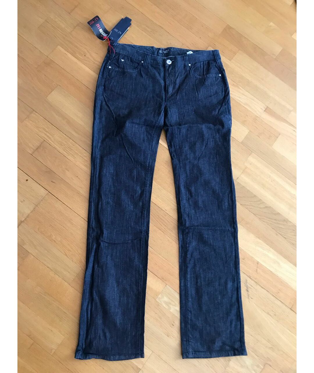 ARMANI JEANS Темно-синие хлопко-эластановые прямые джинсы, фото 9