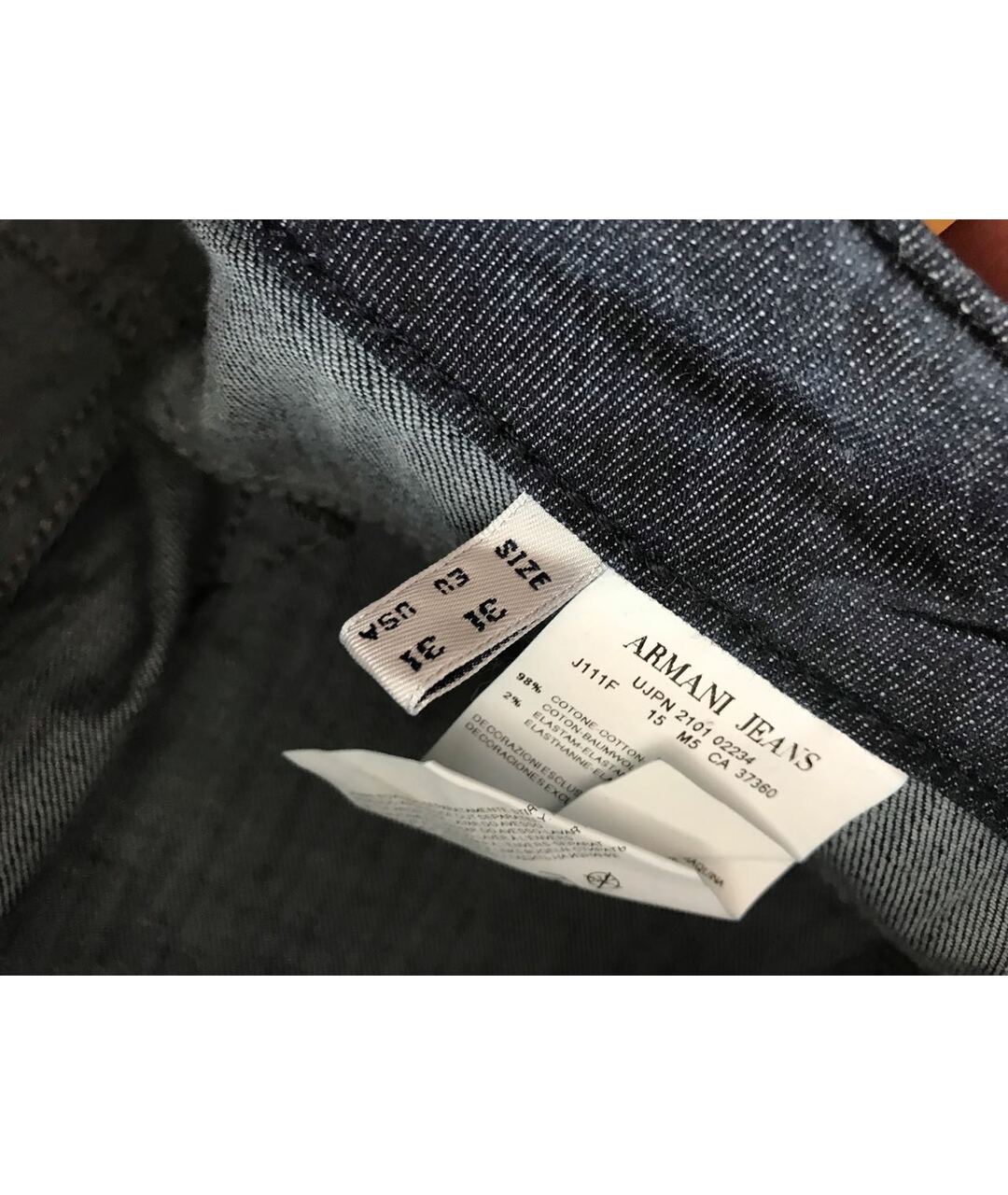 ARMANI JEANS Темно-синие хлопко-эластановые прямые джинсы, фото 6