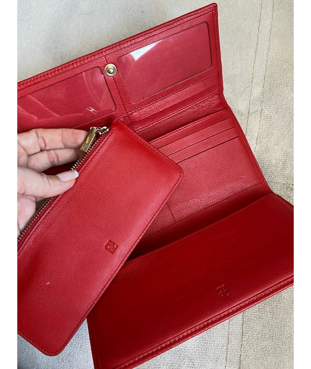 CH CAROLINA HERRERA Красный кожаный кошелек, фото 4