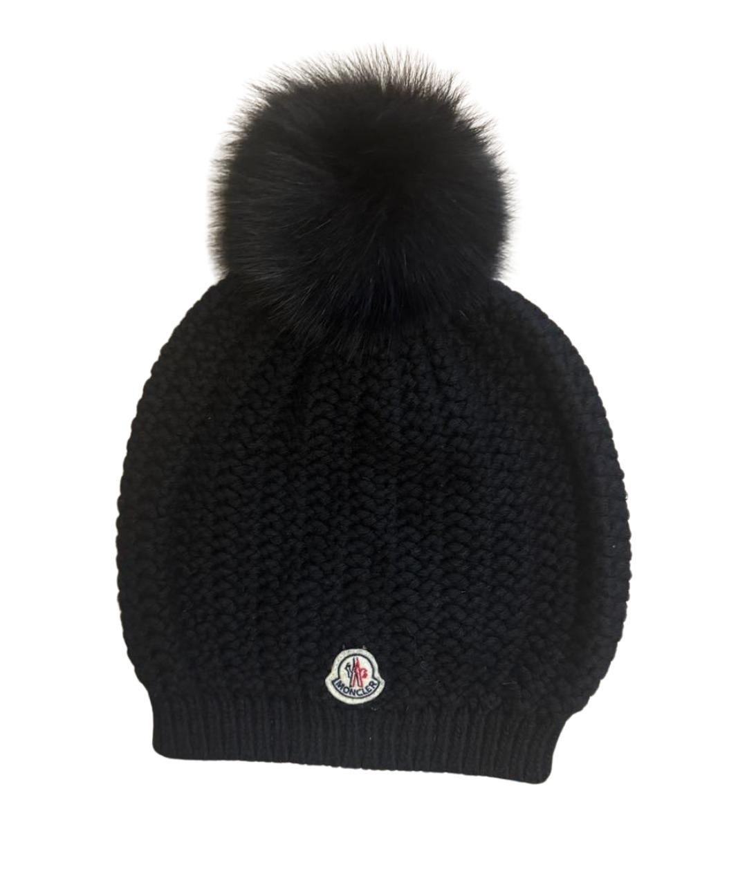 MONCLER Черная шерстяная шапка, фото 1
