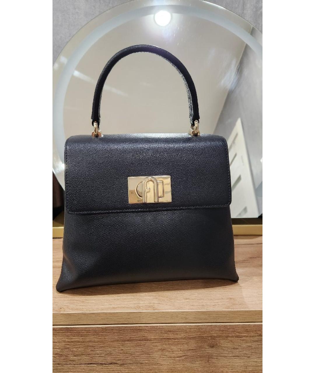 FURLA Черная кожаная сумка через плечо, фото 8